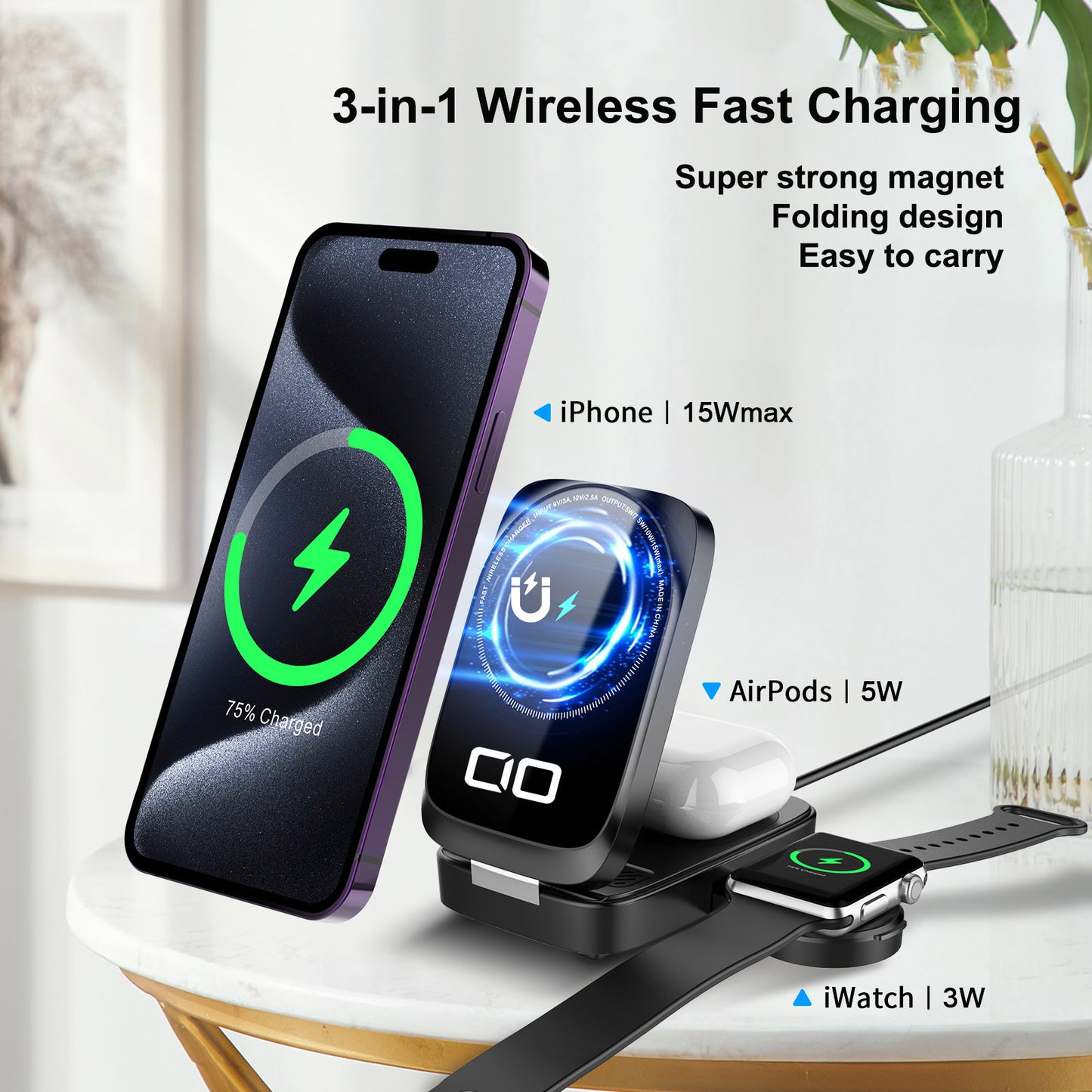 15W foldable multi-functional three-in-one wireless SW50