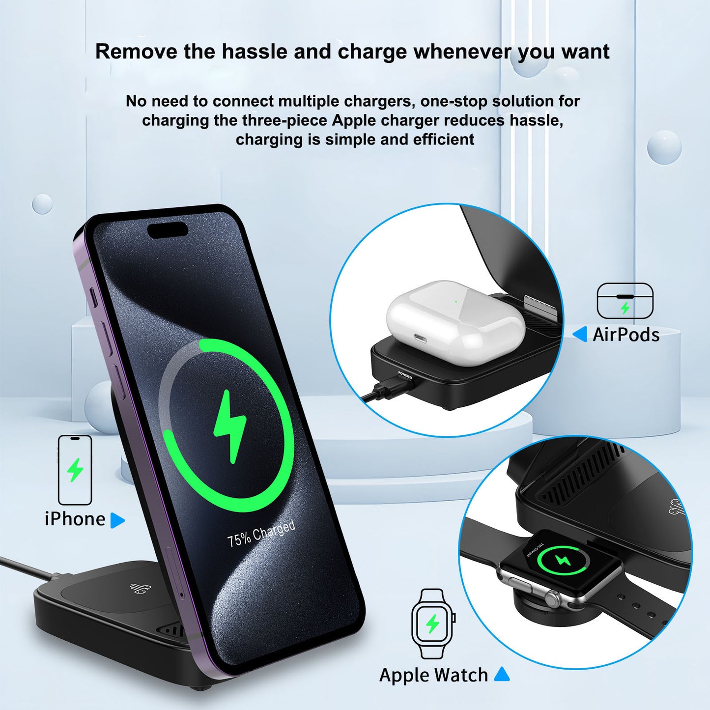 15W foldable multi-functional three-in-one wireless SW50