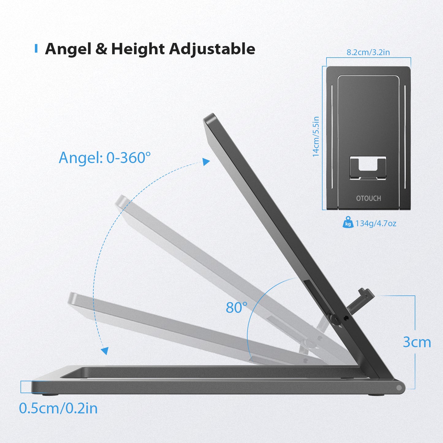 Cell Phone/Tablet Stand 2 in 1, Travel Phone Stand 0.2in Thickness, Portable &Foldable iPad Stand with Carrying Bag, Slim Desk Phone Holder for Outdoor/Travel/Business Trip/Office