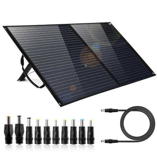 Portable Solarpanel 100W für Power Station, faltbare Solarpanel w/Typ C PD 60W QC3.0 für Laptop Telefon, IP65 wasserdicht 10 DC-Adapter Port für Camping Van RV Reise Notfälle Katastrophe